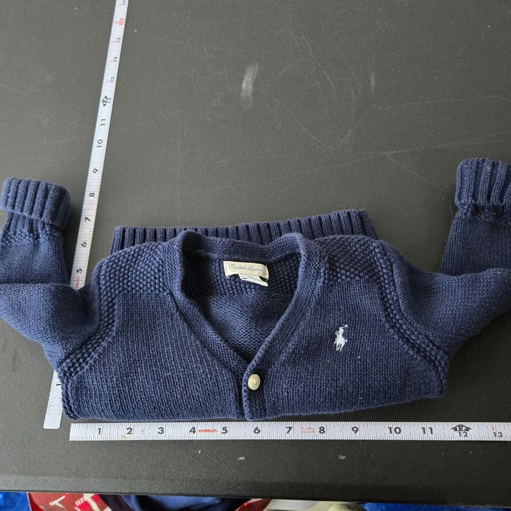 Ralph Lauren Blue Knit Button Cardigan‎ Sweater 18M Preppy Academia Old Money